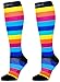 CompressionZ 20-30 mmHg Compression Socks Men & Women - Knee High Support Stockings (Rainbow Stripes, X-Large)