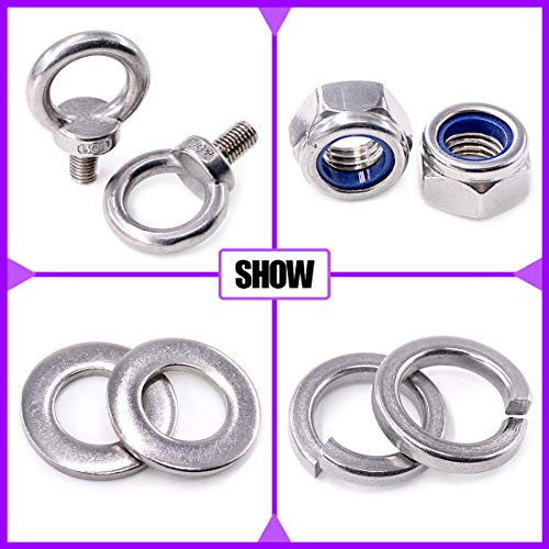 8Pcs 304 Stainless Steel M16 Male Thread Lifting Ring Eye Bolt Kit