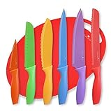 Kitchen Knife Set plus BONUS Cutting Board and FREE Knife Skills eBook. Includes Chef Knife, Paring Knife, Carving, Utility, Santoku and Bread knives.