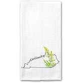 PainterDesign Kentucky Kitchen Towel - Kentucky Dish Towel - States Kitchen Towels - U.S. State Souvenir - Moving to Kentucky Housewarming Gift - Kentucky Flower Lover Gift - Kentucky State Towel