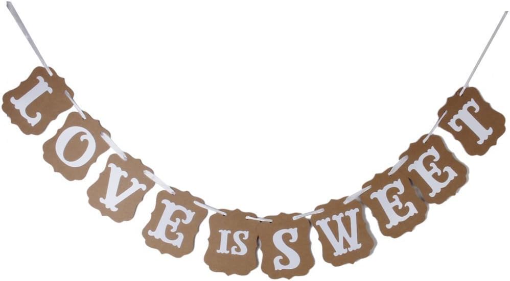 Wedding Banner, Permande LOVE IS SWEET Vintage Wedding Bunting Photo Booth Bride & Groom Party Decor Props Signs Garland Bridal Shower Wedding Decoration