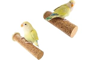 Amaezorx Natural Cork Perch for Small Parrots, Parrot Chewing Toy & Grip Grooming Stand, Enriches Beak and Foot Health for Bu