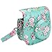 Yoption Instant Camera Case Compatible with Instax Mini 12/11/9/8/8+, PU Leather Camera Bag with Pocket and Adjustable Shoulder Strap (Floral)