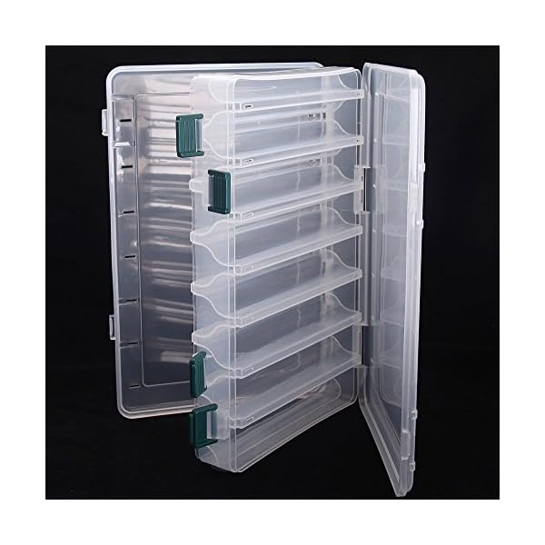 docooler-271847CM-Double-Sided-High-Strength-Transparent-Visible-Plastic-Fishing-Lure-Box-14-Compartments-with-Drain-Hole-Fishing-Tackle