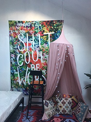 Tapestry Floral Words Wall Tapestry Fabric Wall Art Bedspreads Home Decor (Flower, 50\'\'X60\'\')