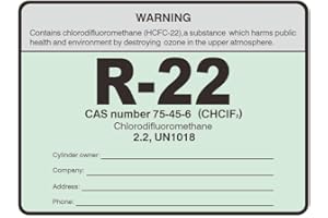 VNWIQ R22/HCFC-22 Refrigerant Labels R-22 Cylinder Tank Color Coded Refrigerant ID Labels Cerification Tag Stickers identifier 20 Pack