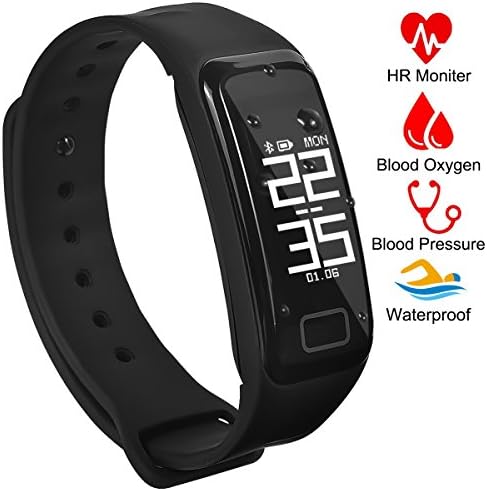 Fitness Tracker Activity Tracker Band with Oxygen Blood Pressure/Heart Rate/Sleep Monitor Pedometer Bluetooth Bracelet Waterproof Sports Smart Wristband with OLED Touch Screen for Android and iOS