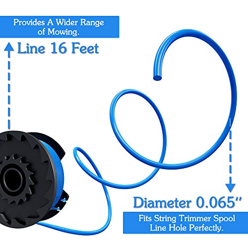 FutureWay String Trimmer Replacement Spool Line 0.065” 21332 21342 24 40 80 V, Compatible with GreenWorks 29252, Weed Eater String Auto Feed Cordless Trimmer Line 16ft, 8 Spools