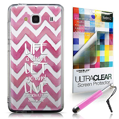 CASEiLIKE Quote 2419 Ultra Slim Bumper Snap-on case back cover for Xiaomi Redmi 2 +Screen Protector +Retractable Stylus Pens (Random Color)
