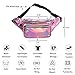 Holographic Fanny Pack for Women Men, Water Resistant Crossbody Waist Bag Pack with Multi-Pockets Adjustable Belts, Cute Bum Belt Bag for Travel Walking Running Hiking Cycling (Holographic Pink)
