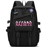 Large Capacity Backpack Lightweight Casual Daypack with 2 Button Pins Black