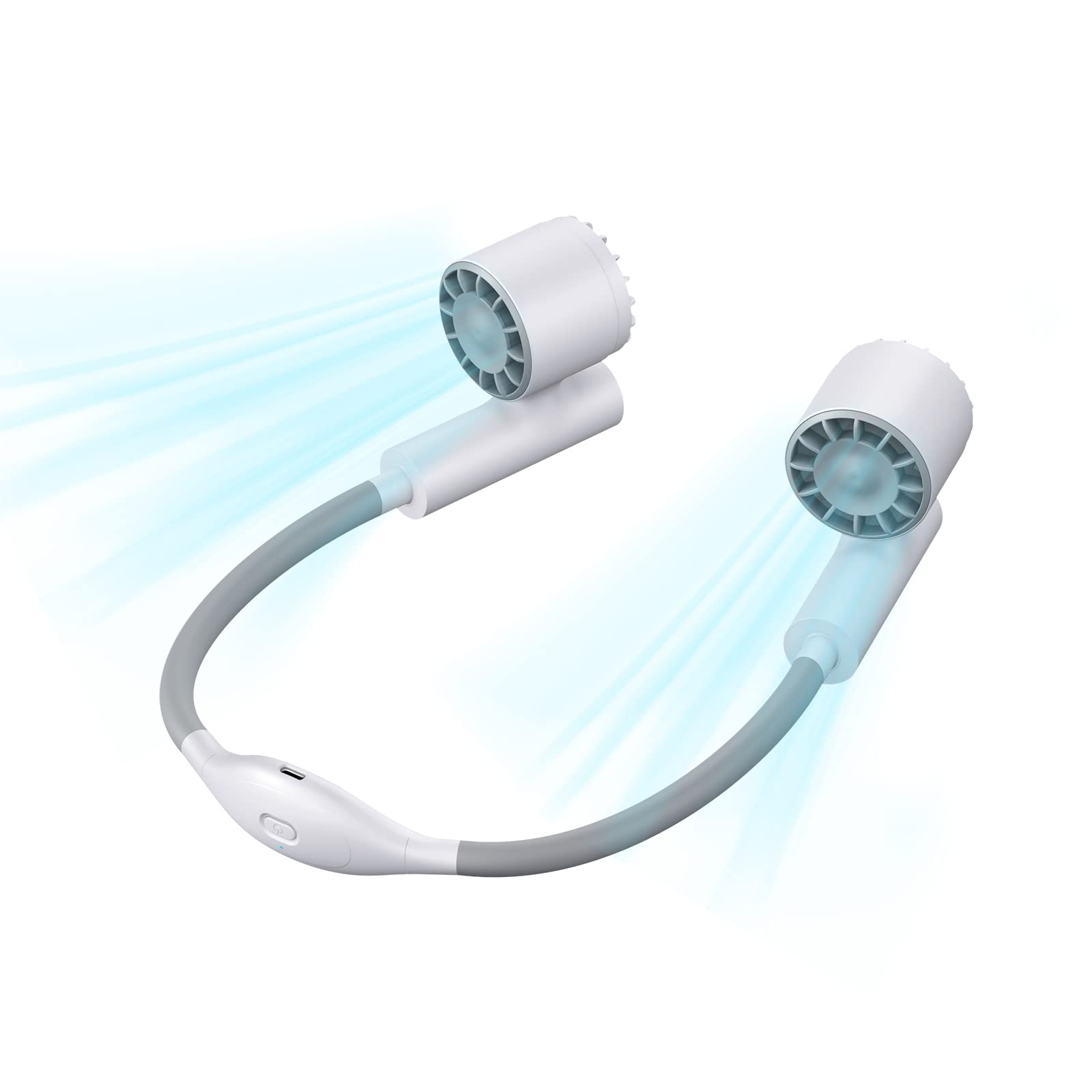 CIVPOWER Portable Neck Fan, 2400mAh Battery Rechargeable Personal Hands-free Cooling Neck Fan, 360°Free Rotation, 3 Speeds Wearable Neck Fan, USB Hanging Around Neck Fan for Indoor or Outdoor Travel