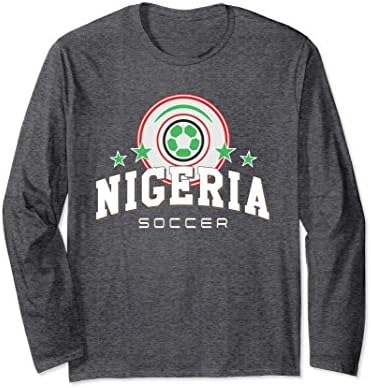 Unisex Nigerian Football Jersey 2018 Nigeria Soccer Long Sleeve Tee 2XL Dark Heather