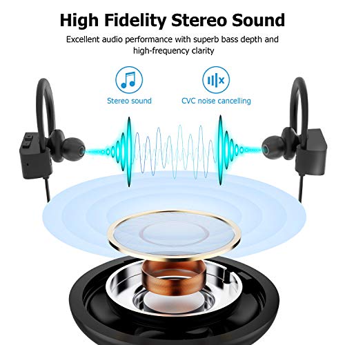 Bluetooth Headphones, LETSCOM Wireless Earbuds IPX7 Waterproof Noise Cancelling Headsets, Richer Bas - //coolthings.us