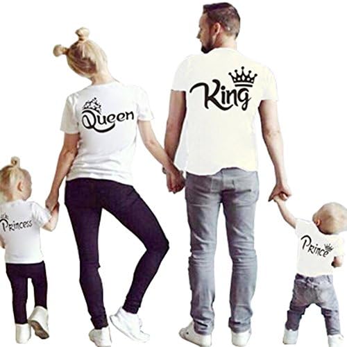 Family Clothes Matching - King Queen Crown Short Sleeve Cotton T-Shirt Printed Funny Tops, 1 Pcs