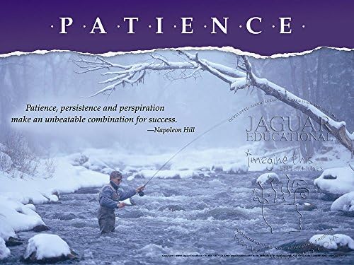 Patience, Persistence and Perspiration Laminated Motivational Inspirational Poster Featuring the Sport of Fishing