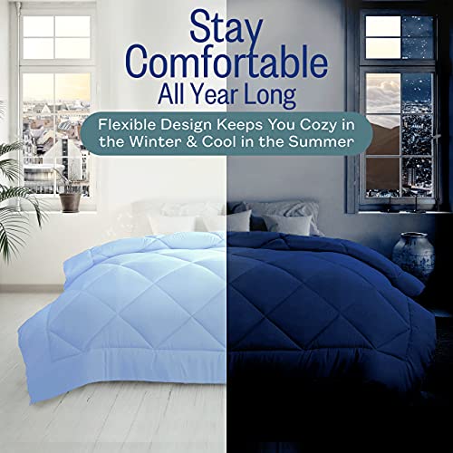 Sleep Restoration All Seasons Queen/Full Size Comforter - Reversible -  Cooling, Lightweight Summer Down Comforter Alternative - Hotel Quality Bedding Comforters - Grey/Black