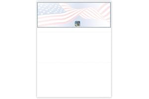 EZ Checks Premium Blank Hologram High Security Laser Check Stock | 500 Sheets (US Flag, Check at Top)