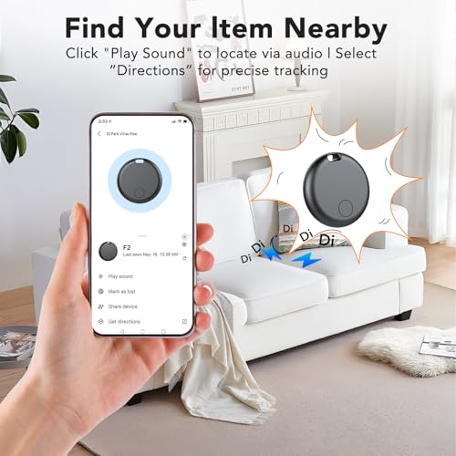 Smart Tracker Tag Android, Bluetooth Key Finder Compatible with Google Find Hub (Android Only), Air Tracker Tag Keyring for Suitcase, Keys, Luggage (Pack of 4)