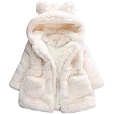 AiWMGL Kids Girls Winter Warm Coats Jacket Clothes Outwear Overcoat Ear Hooded Faux Fur Thicken Fleece Toddler