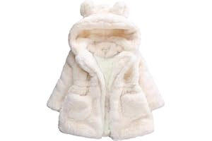 AiWMGL Kids Girls Winter Warm Coat Jacket 1T 2T Outerwear Hooded Faux Fur Thicken Fleece Baby Toddler