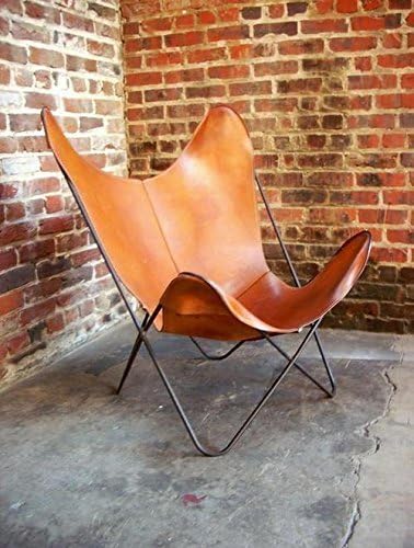 JGARTS Brown Leather ARM Chair Butterfly Leather Butterfly Chair Home Decor