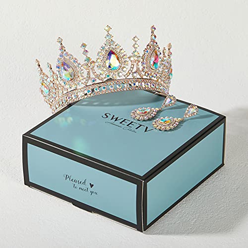 SWEETV Baroque Tiaras and Crowns for Women, Crystal Wedding Tiara for