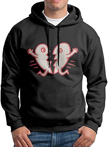 Fashion Men's Athletic Heart Together Print Soft & Cozy Drawstring Hooded Without Pocket Casual Hoodie Black L