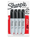 Sharpie Permanent Marker - 5.3 mm Marker Point Size - Chisel Marker Point Style - Black Ink - 4 / Pack