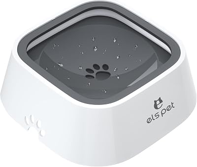 ELS PET Non Spill Slow Feed Water Bowl 1L Grey for Dogs Cats