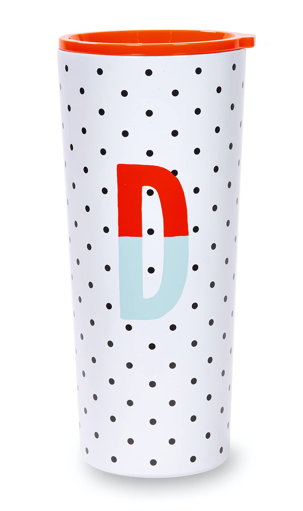 Kate Spade New York Insulated Stainless Steel Initial Tumbler, 24 Ounce Double Wall Travel Cup with Lid, D (Red)