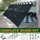 Black RV Awning Shade Complete Kit 10' X 16' Sun Shade Canopy Shelter