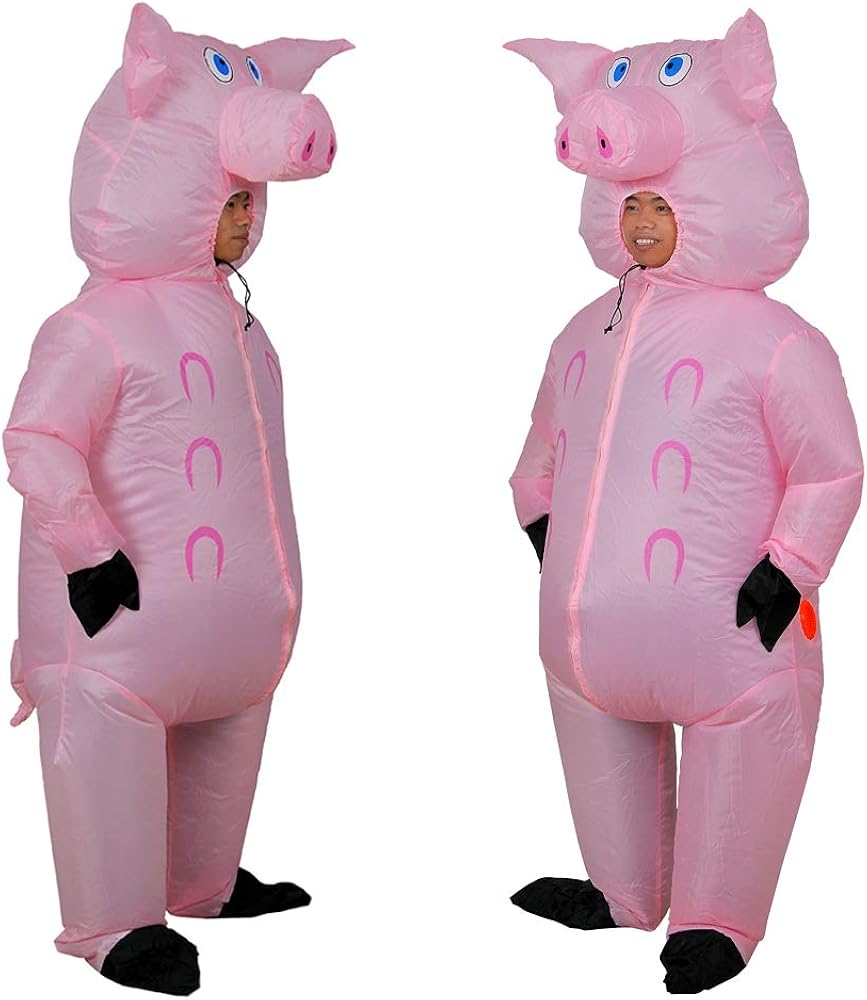 Inflatable Pig Costume Christmas Costumes Fancy Dress Masquerade Funny Cosplay Party Clothes for Adult (1pcs): Clothing