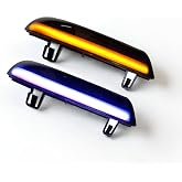 Malcayang Side Mirror Dynamic Turn Signal Lights for VW GTI MK5 EOS MK5 Jetta Golf 5 Passat B5.5 B6 R32 Rabbit Sharan, Dynamic (Yellow Blue LED Light) Sequential Lamps Smoke Cover Lens 2003-2012