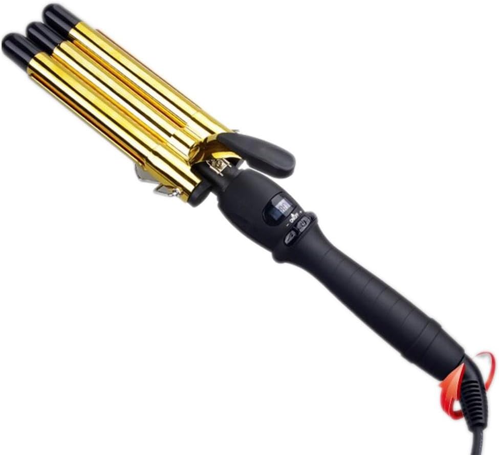 KDLD Hair Straightener ® Curling Wand Curling Iron Three Rods Curlers Hair Sticks Three Water Ripples Hair Curler Curling Wand Hot Sticker for DIY Curly Hair Curling Wand 19 mm