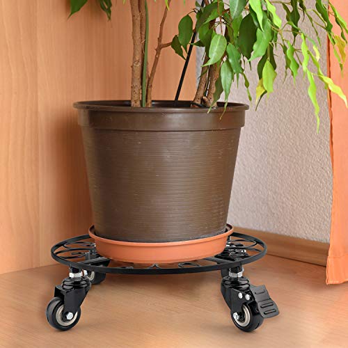 HOMENOTE Metal Plant Caddy, 13.5” Plant Stand with Wheels for Large