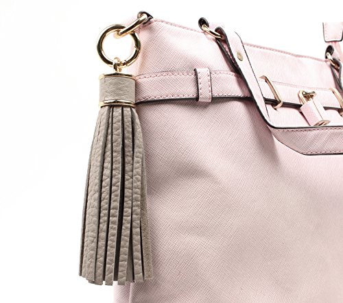 Women Genuine Leather Tassel Charm For Handy Handbag Purse Bag Wallet Smartphone Key Rings Accessories (A-light-gray) - Thumbnail 3