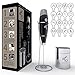 Milk Frother - Milk Steamer - Drink Mixer - Latte Foam Maker - Handheld Electric Coffee Frother Wand With Stand Cocoa Powder Mesh Shaker 16 Latte Art Stencils