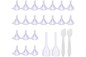 CKANDAY 20 Pack Mini Clear Plastic Funnels with 2 Pcs Mini Pipette and Spoon for Filling Small Bottles or Containers Atomizers Perfume Liquid Essential Oils Spice Powder Lab Lotion Craft Spice