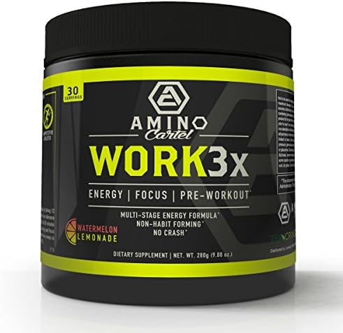 WORK3x by Amino Cartel ✮ ON SALE! ✮ Multi-Stage Pre-Workout ✮ Energy Endurance Focus & N.O. Booster ✮ Creatine Free ✮ 30 Full Servings