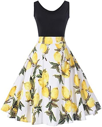 HUHHRRY Women's Sleeveless Summer Casual Floral Tea Dress