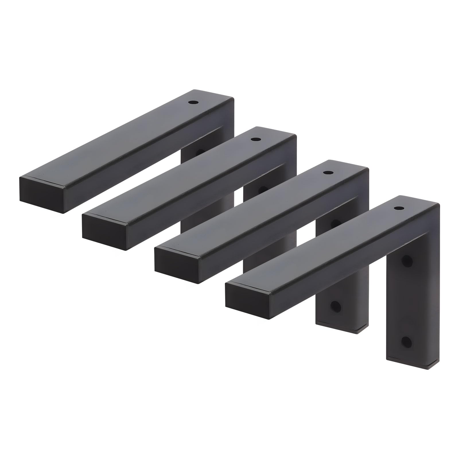 MLOQI 4 Pack Black Shelf Brackets Heavy Duty, Scaffold Board Shelf Bracket,Countertop Bracket, Wash Basin Bracket, Wall Brackets for Shelves (8"x6"/20x15cm)