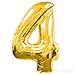 Number 4 Giant Jumbo Helium Foil Mylar Balloons, 40 Inch, Glossy Gold, Premium Quality, for 4th Birthday Party