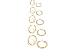 SWEETKIKI Small Gold Hoop Earrings Lightweight: Hinged Huggie Hoop Earrings for Lobe Cartilage Helix Tiny Hoops Earrings in Gold Plated Silver Black for Women Men (Set of 1-5 Pairs)
