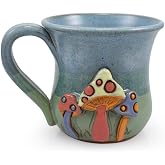 Modern Artisans Enchanted Mushrooms Mug - Sculpted Stoneware Pottery, 16-oz | American Handmade in the USA
