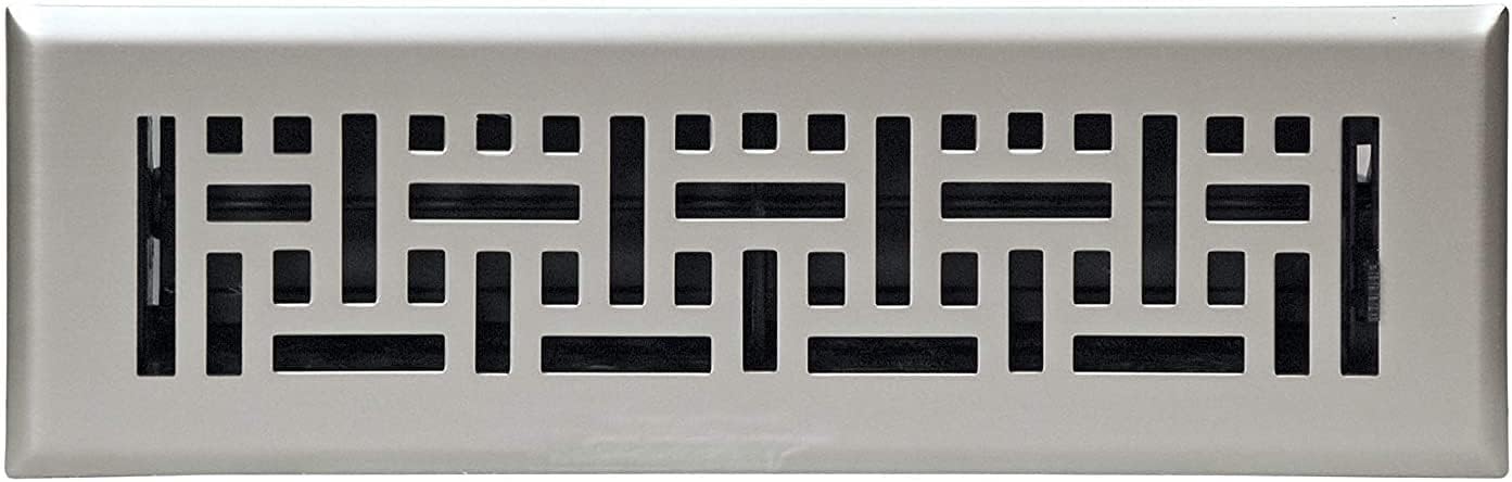 Registers, Grilles & Vents - Hartford Ventilation Floor Register 2” x 10” - Decor Vent Cover for Home - Heavy Duty Metal Design with Scratch Resistant Finish - Smooth Glide Damper (1, Brushed Nickel)