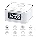 Homtime Alarm Clock with Radio - Wireless Charger Bluetooth Speaker and Dimmable USB Charging Port Hands-Free for Bedroom Office Home Hotel White