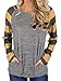 Famulily Women's Long Sleeve Ralgan Shirt Casual Striped Color Block Loose Fit Tee