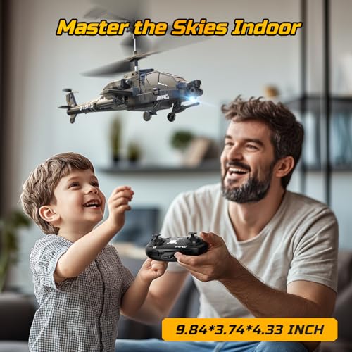 DEERC RC Helicopter for Kids and Adults, 2.4GHz Remote Control Helicopter W/ 2 Batteries, LED Lights, Altitude Hold & One-Key Take Off,30 Mins Flight,Indoor Military Flying Toy for Beginners Boys Gift