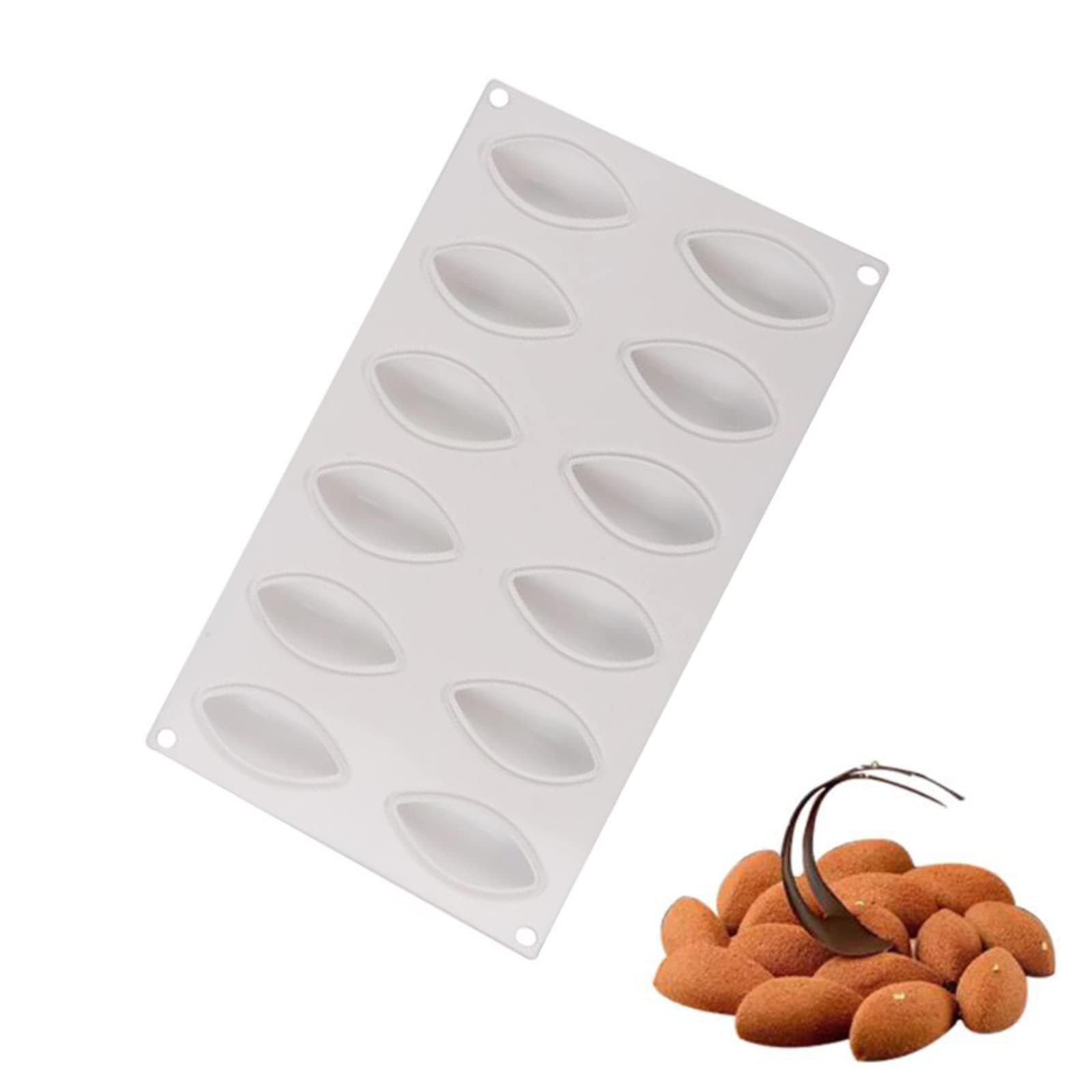 XG Quenelle Silicone Rugby Shaped Chocolate Cake Mould, 12 Cavities, White, Sports Occasion